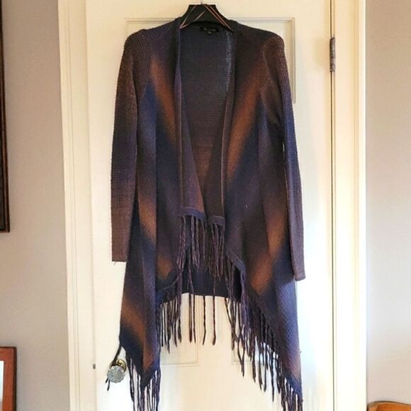 Sisters Sweaters - Long waterfall front cardigan coat length sweater. M/L